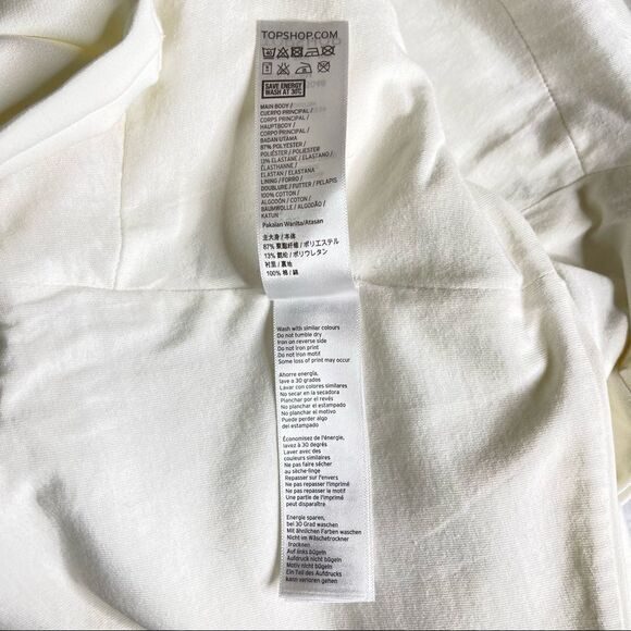 Topshop White Ivory Cold Shoulder Short Cap Sleeves Crop Zipper Back Top Size 0 - Picture 9 of 15